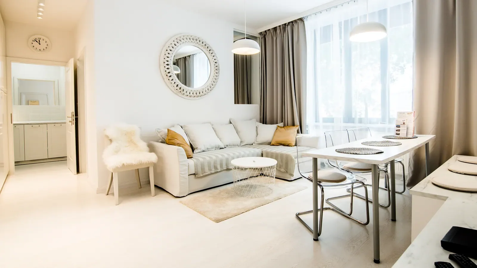 White 3BD Apartment living room